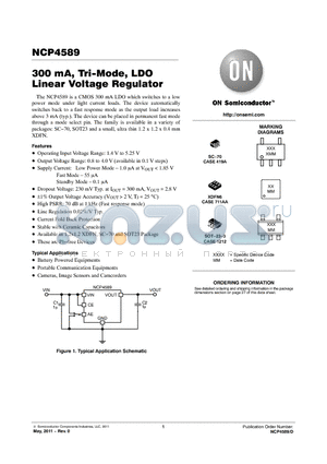 NCP4589DSN25T1G datasheet - 300 mA, Tri-Mode, LDO Linear Voltage Regulator