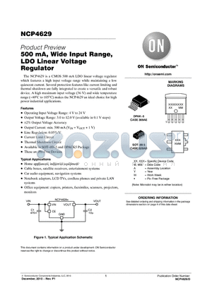 NCP4629 datasheet - 500 mA, Wide Input Range, LDO Linear Voltage Regulator