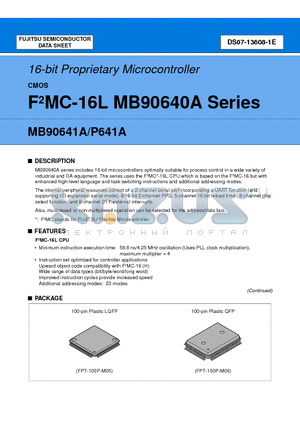 MB90P641APF datasheet - 16-bit Proprietary Microcontroller