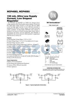 NCP4682HMU28TCG datasheet - 150 mA, Ultra Low Supply Current, Low Dropout Regulator