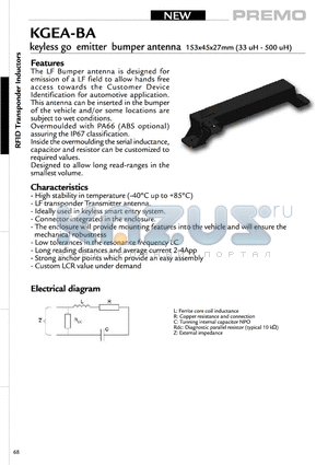 KGEA-BA datasheet - Keyless go emitter bumper antenna