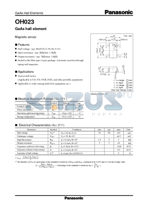 OH023 datasheet - GaAs hall element