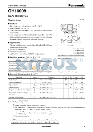 OH10008 datasheet - GaAs Hall Device