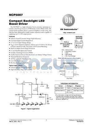 NCP5007SNT1 datasheet - Compact Backlight LED Boost Driver