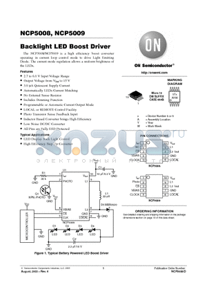 NCP5009 datasheet - Backlight LED Boost Driver