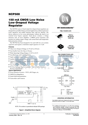 NCP500SN28T1G datasheet - 150 mA CMOS Low Noise Low-Dropout Voltage Regulator