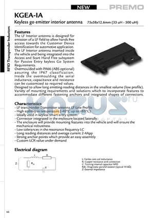 KGEA-IA datasheet - Keyless go emitter interior antenna