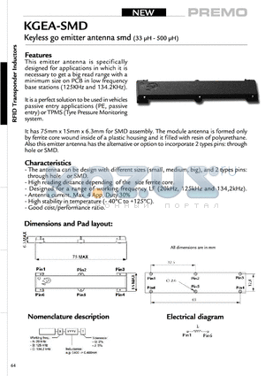 KGEA-SMD-B-0500J datasheet - Keyless go emitter antenna smd