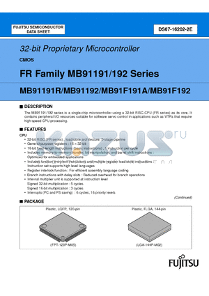 MB91192PFF datasheet - 32-bit Proprietary Microcontroller