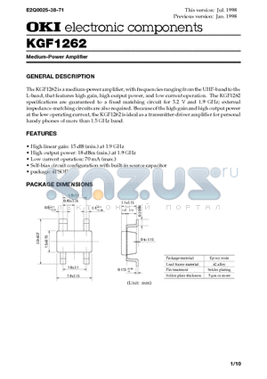 KGF1262 datasheet - Medium-Power Amplifier