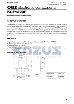 KGF1323F datasheet - Power FET (Plastic Package Type)