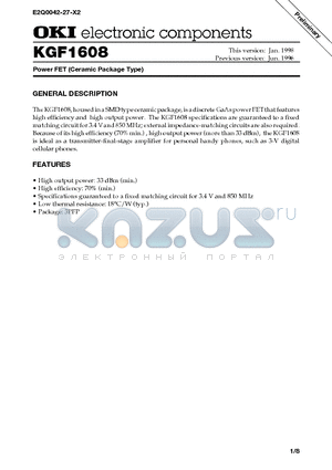 KGF1608 datasheet - Power FET (Ceramic Package Type)