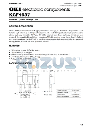 KGF1637 datasheet - Power FET (Plastic Package Type)