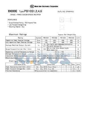 PB10S6 datasheet - SINGLE - PHASE SILICON BRIDGE RECTIFIER