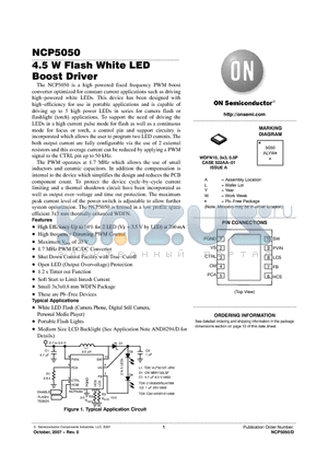 NCP5050 datasheet - 4.5 W Flash White LED Boost Driver