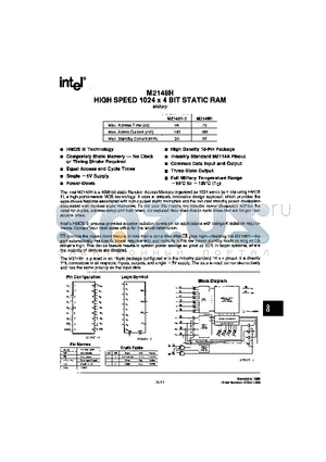 M2148H datasheet - HIGH SPEED 1024 X BIT STATIC RAM