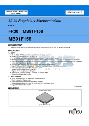 MB91F158 datasheet - 32-bit Proprietary Microcontrollers