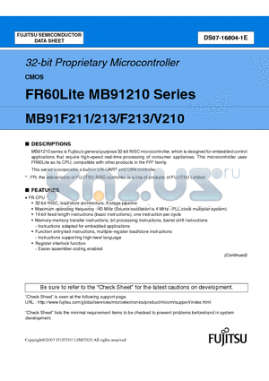 MB91F211 datasheet - 32-bit Proprietary Microcontroller