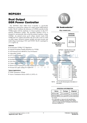 NCP5201MN datasheet - Dual Output  DDR Power Controller