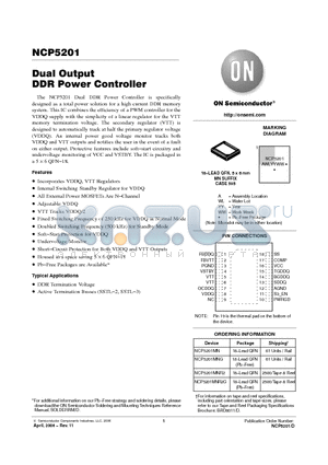 NCP5201MNR2 datasheet - Dual Output DDR Power Controller