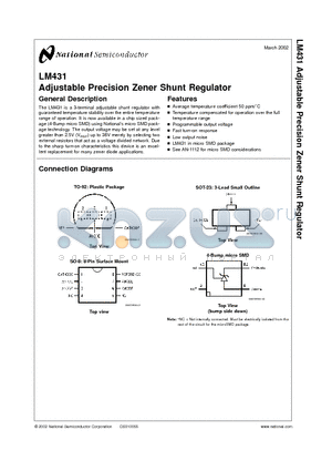 LM431AIM3N1E datasheet - Adjustable Precision Zener Shunt Regulator