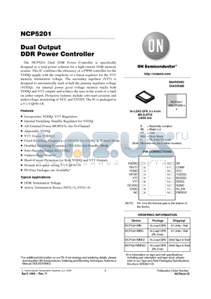 NCP5201MNR2G datasheet - Dual Output DDR Power Controller