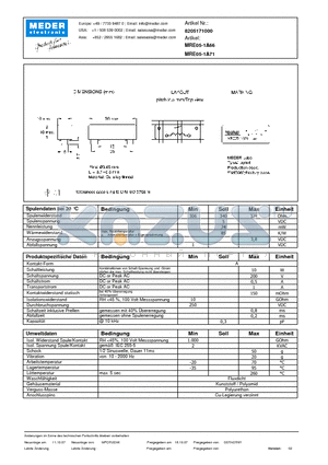 MRE05-1A71_DE datasheet - (deutsch) MRE Reed Relay