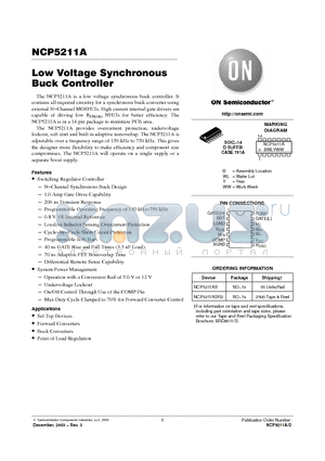 NCP5211ADR2 datasheet - Low Voltage Synchronous Buck Controller