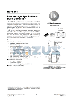 NCP5211BDR2G datasheet - Low Voltage Synchronous Buck Controller