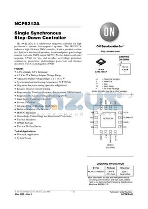 NCP5212A datasheet - Single Synchronous Step-Down Controller