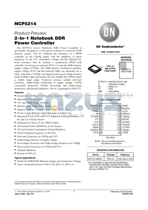 NCP5214MNR2 datasheet - 2-in-1 Notebook DDR Power Controller
