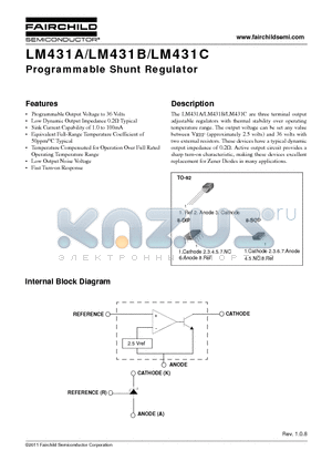 LM431BCZ datasheet - Programmable Shunt Regulator