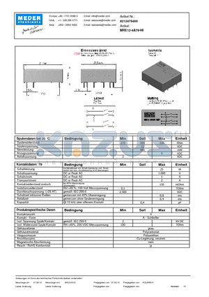 MRE12-4A79-HI_DE datasheet - (deutsch) MRE Reed Relay