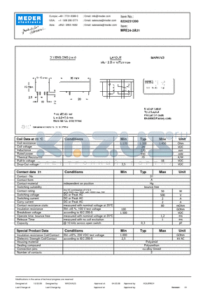 MRE24-2A31 datasheet - MRE Reed Relay