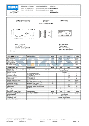 MRE24-2C90 datasheet - MRE Reed Relay