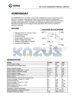 KGM34063AS datasheet - DC-TO-DC CONVERTER CONTROL CIRCUITS