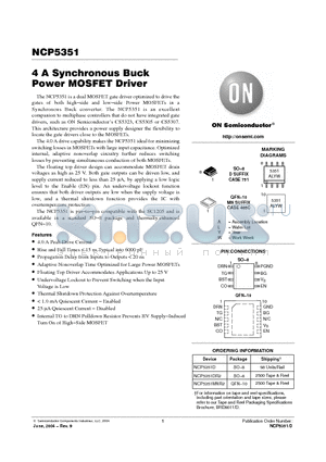 NCP5351DR2 datasheet - 4 A Synchronous Buck Power MOSFET Driver