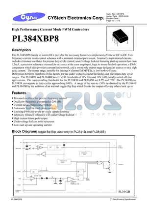 PL3843B datasheet - High Performance Current Mode PWM Controllers