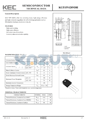 KGT15N120NDH datasheet - High speed switching