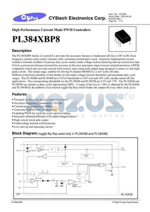 PL3845B datasheet - High Performance Current Mode PWM Controllers