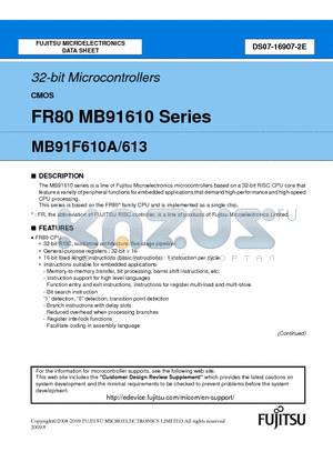MB91F610A datasheet - 32-bit Microcontrollers
