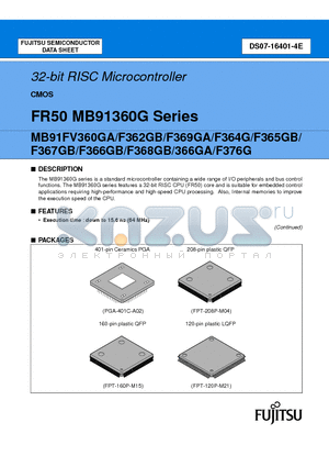 MB91F362GBPFVS datasheet - 32-bit RISC Microcontroller