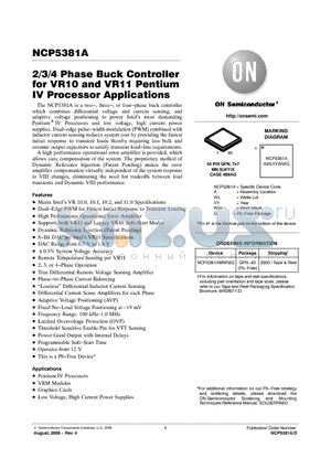 NCP5381A datasheet - 2/3/4 Phase Buck Controller for VR10 and VR11 Pentium IV Processor Applications