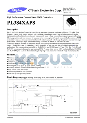 PL384XAP8 datasheet - High Performance Current Mode PWM Controllers