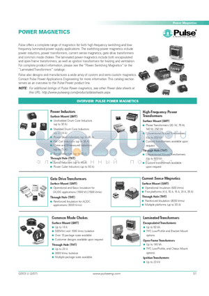 PB2020 datasheet - POWER MAGNETICS