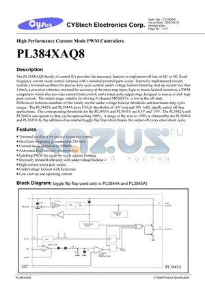 PL384XAQ8 datasheet - High Performance Current Mode PWM Controllers