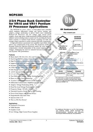 NCP5385MNR2G datasheet - 2/3/4 Phase Buck Controller for VR10 and VR11 Pentium IV Processor Applications