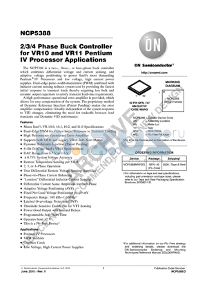 NCP5388MNR2G datasheet - 2/3/4 Phase Buck Controller for VR10 and VR11 Pentium IV Processor Applications