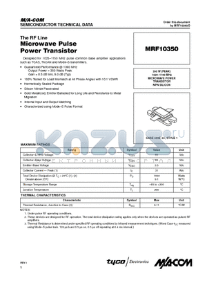 MRF1035 datasheet - MICROWAVE POWER TRANSISTOR NPN SILICON