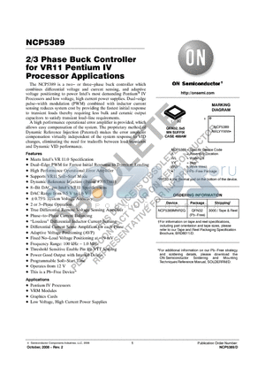 NCP5389 datasheet - 2/3 Phase Buck Controller for VR11 Pentium IV Processor Applications